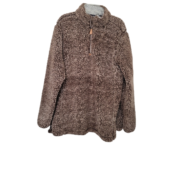 Teddy Bear Cozy Fleece 1/4 Zip Pullover In Chocolate 2XL - Picture 3 of 6